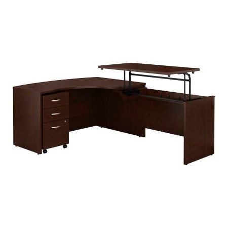 Bush Ind Bush Furniture 60inW Right Hand 3 Position Sit-Stand L-Desk - Mocha Cherry - Series C SRC128MRSU